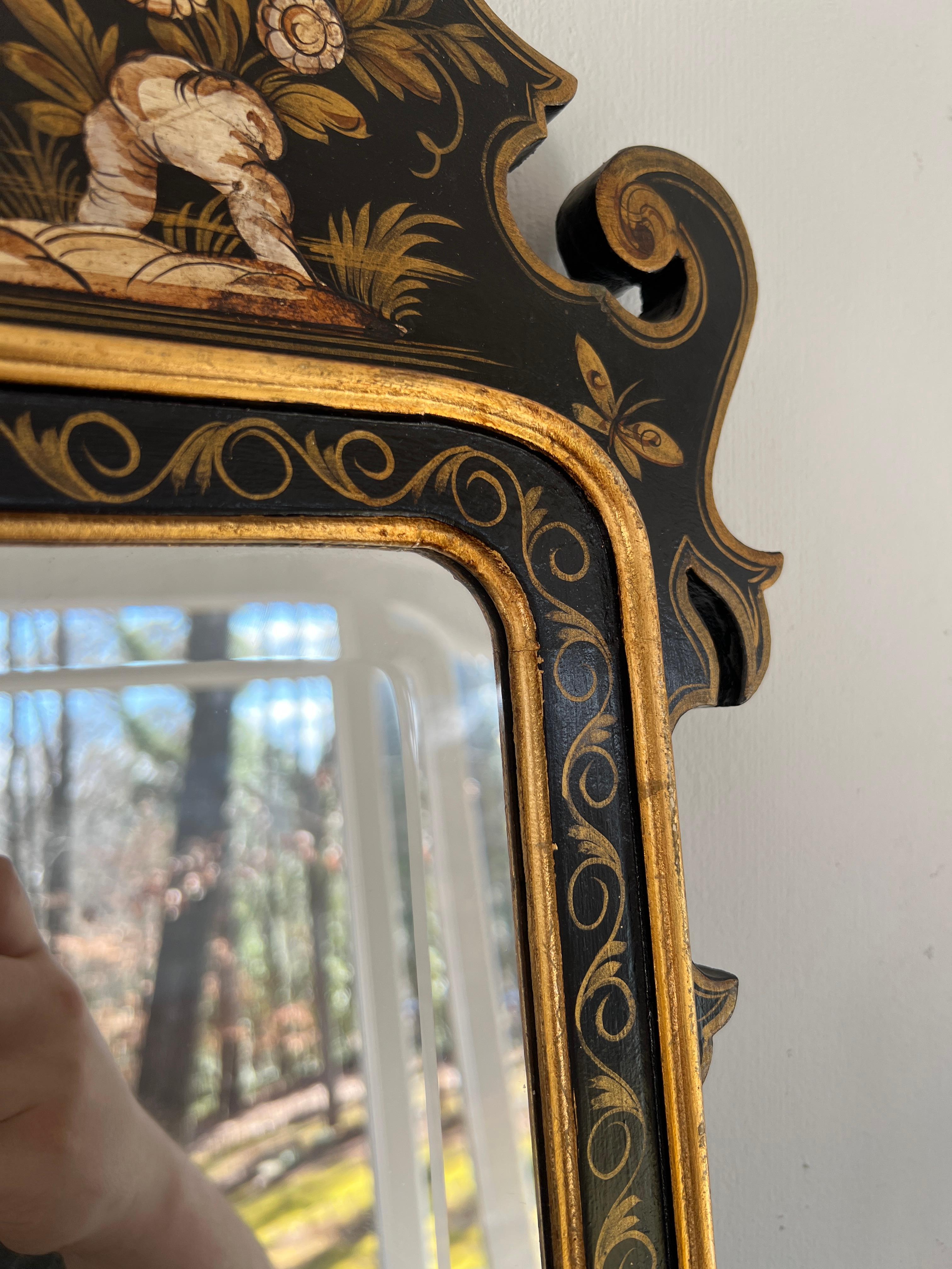 Glass Vintage Italian Chinoiserie Decorated Wall Mirror For Sale
