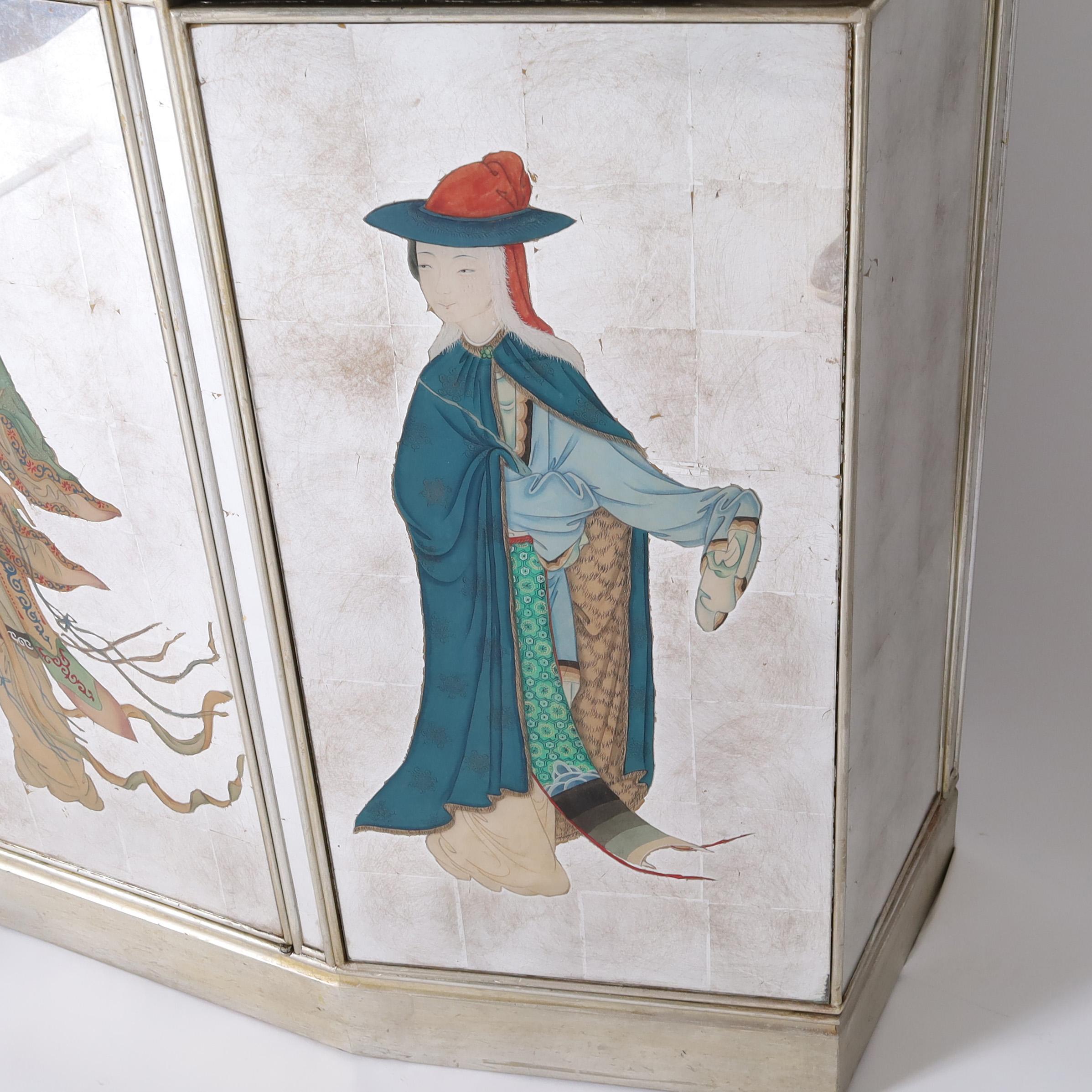 Vintage Chinoiserie italienne Eglomise Mirrored Cabinet, Sideboard or Bar en vente 1