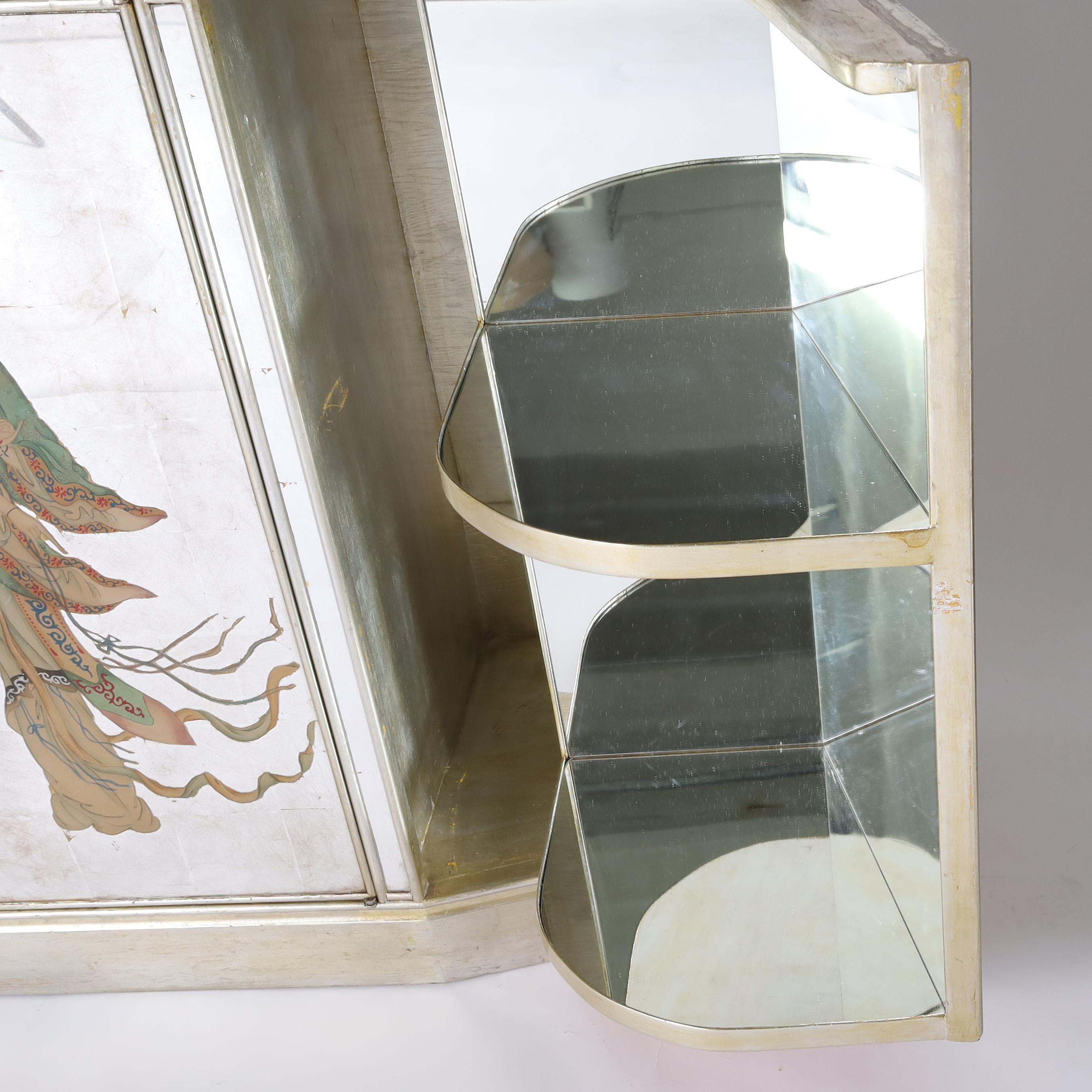 Vintage Chinoiserie italienne Eglomise Mirrored Cabinet, Sideboard or Bar en vente 2