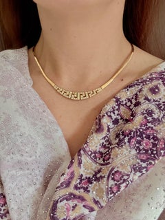 Vintage Italian Chocker Necklace Yellow Gold and Diamonds