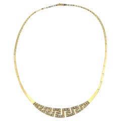 Vintage Italian Chocker Necklace Or jaune et Diamants