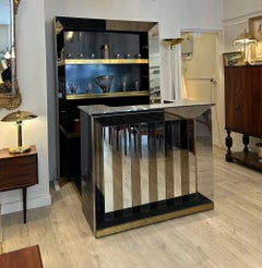 Vintage Italian Chrome and Brass Bar Cabinet