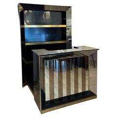 Vintage Italian Chrome and Brass Bar Cabinet