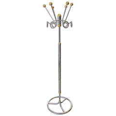 Vintage Italian Chrome and Brass Coat Hat Rack FINAL CLEARANCE SALE