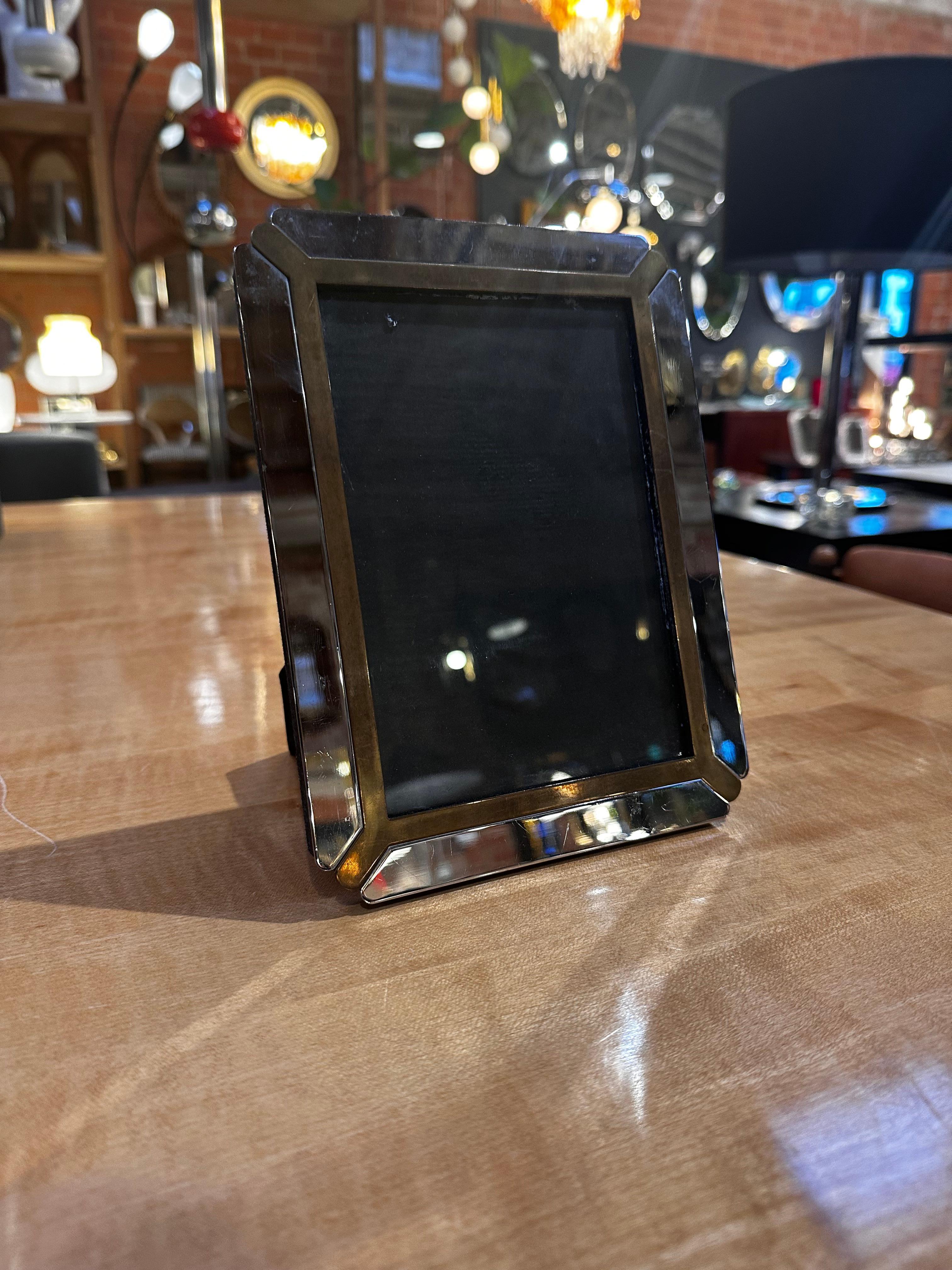 Vintage Italian Chrome And Brass Picture Frame 1980s For Sale 2