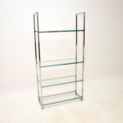 Vintage Italian Chrome and Glass Bookshelf / Display Cabinet