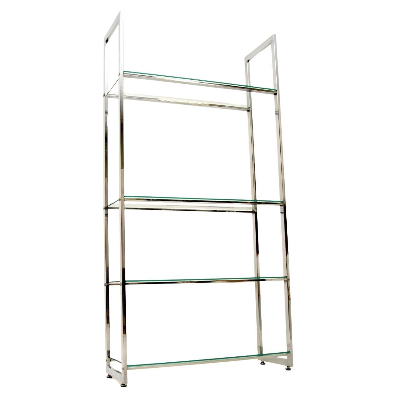 Vintage Italian Chrome and Glass Bookshelf / Display Cabinet