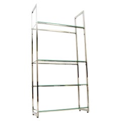 Retro Italian Chrome and Glass Bookshelf / Display Cabinet