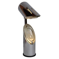 Vintage Italian Chrome and Glass Collapsible Table Lamp by Oscar Torlasco