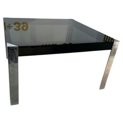 Retro Italian Chrome and Glass Dining Table by Guido Faleschini X Hermes