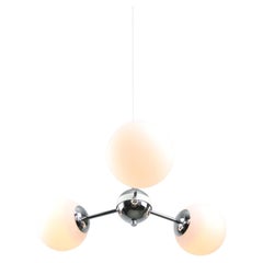 Vintage Italian Chrome and Opaline Sputnik Chandelier, 1970s Vintage Italian Chrome and Opaline Sputnik Chandelier, 1970s