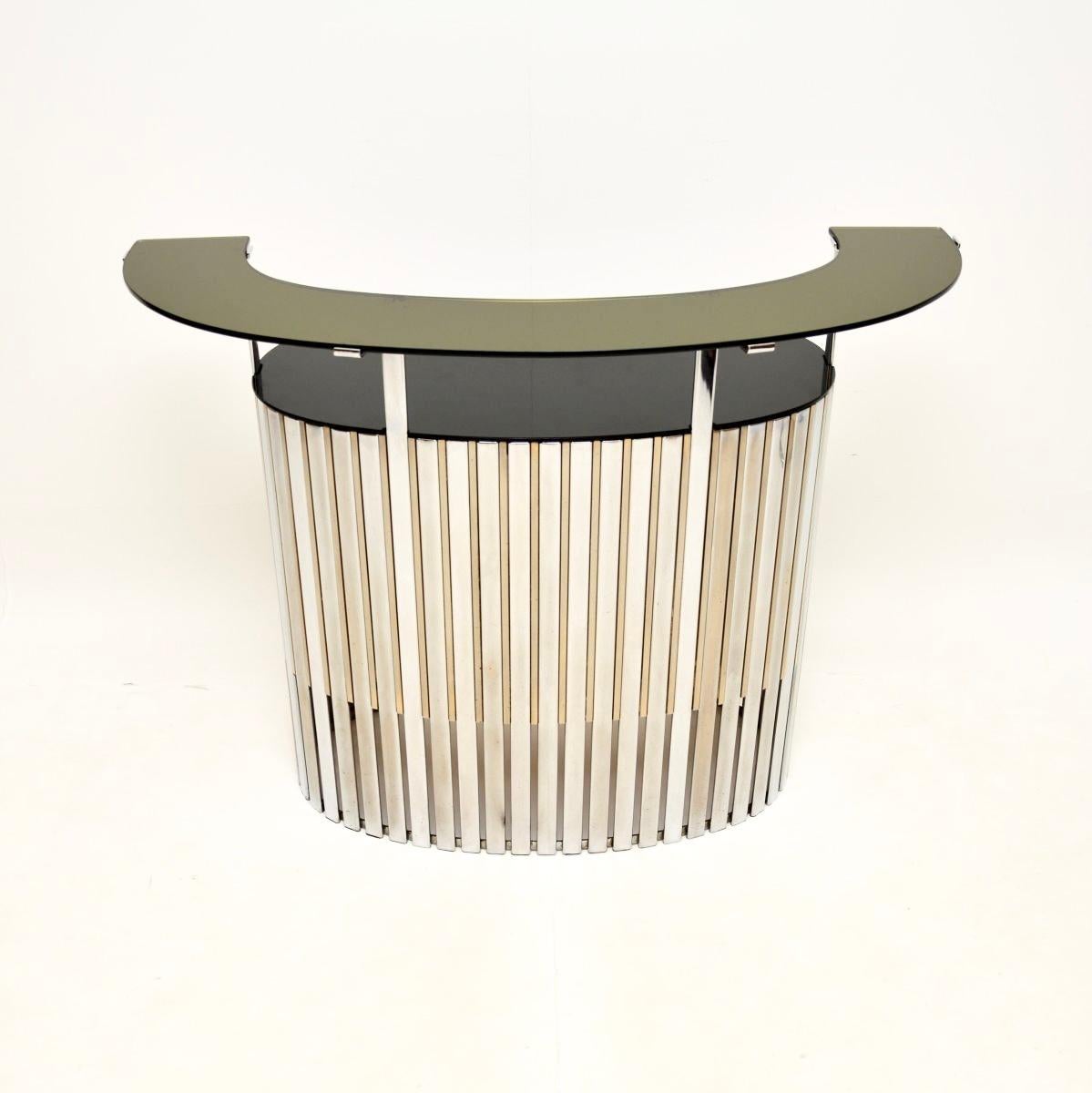 Mid-Century Modern Vintage Italian Chrome Bar and Pair of Stools