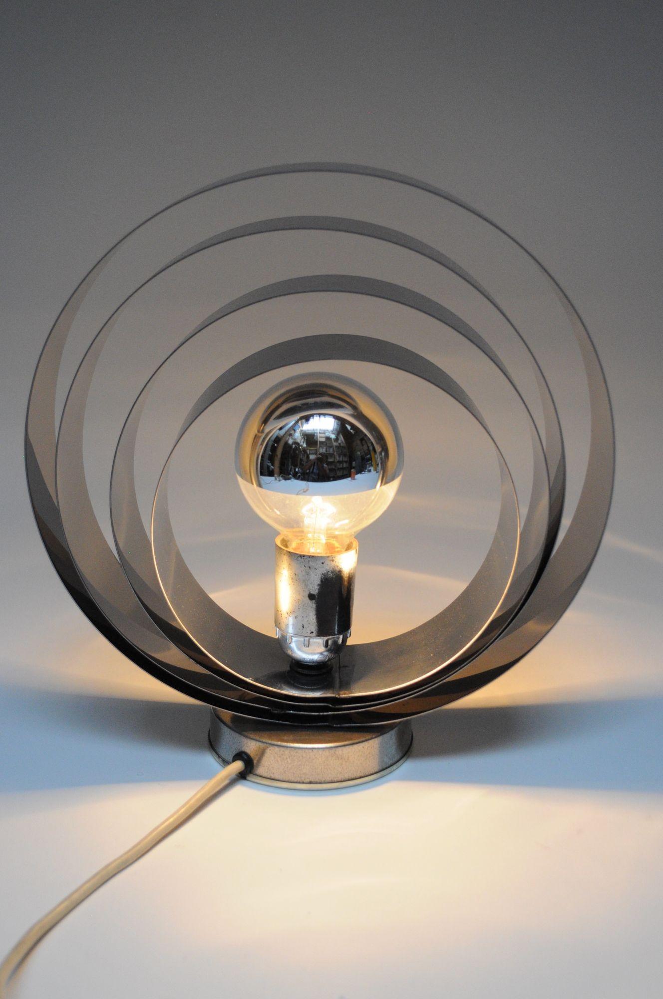 Vintage Italian Chrome Concentric Circle Armillary Table Lamp or Wall Sconce For Sale 4