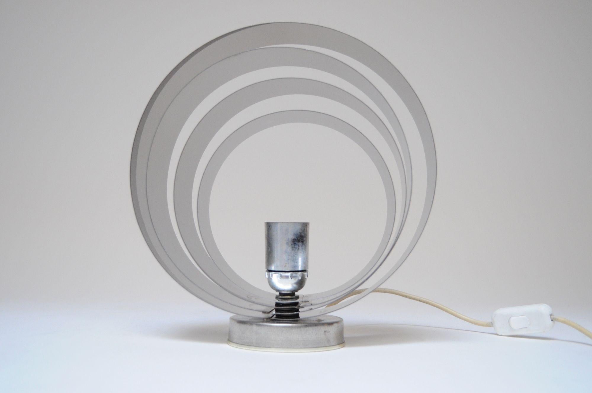 Mid-Century Modern Vintage Italian Chrome Concentric Circle Armillary Table Lamp or Wall Sconce For Sale