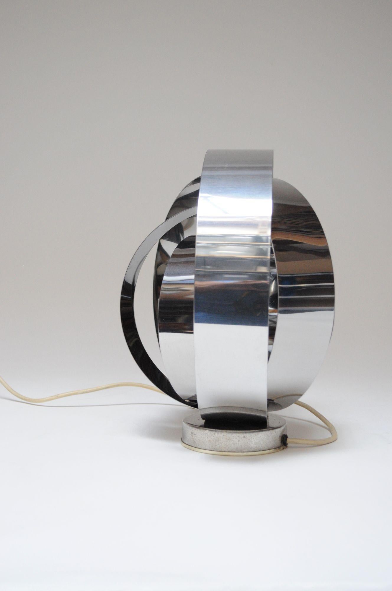 Mid-20th Century Vintage Italian Chrome Concentric Circle Armillary Table Lamp or Wall Sconce For Sale