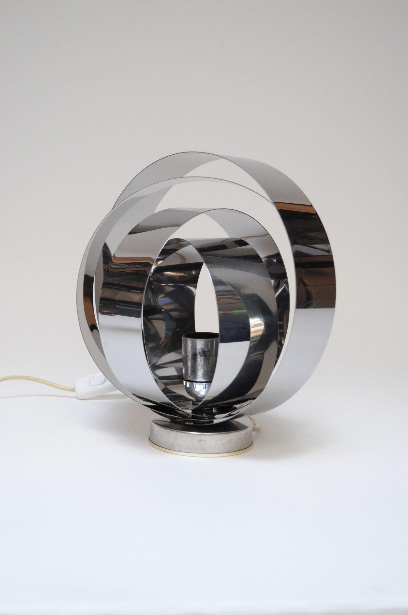 Vintage Italian Chrome Concentric Circle Armillary Table Lamp or Wall Sconce For Sale 1