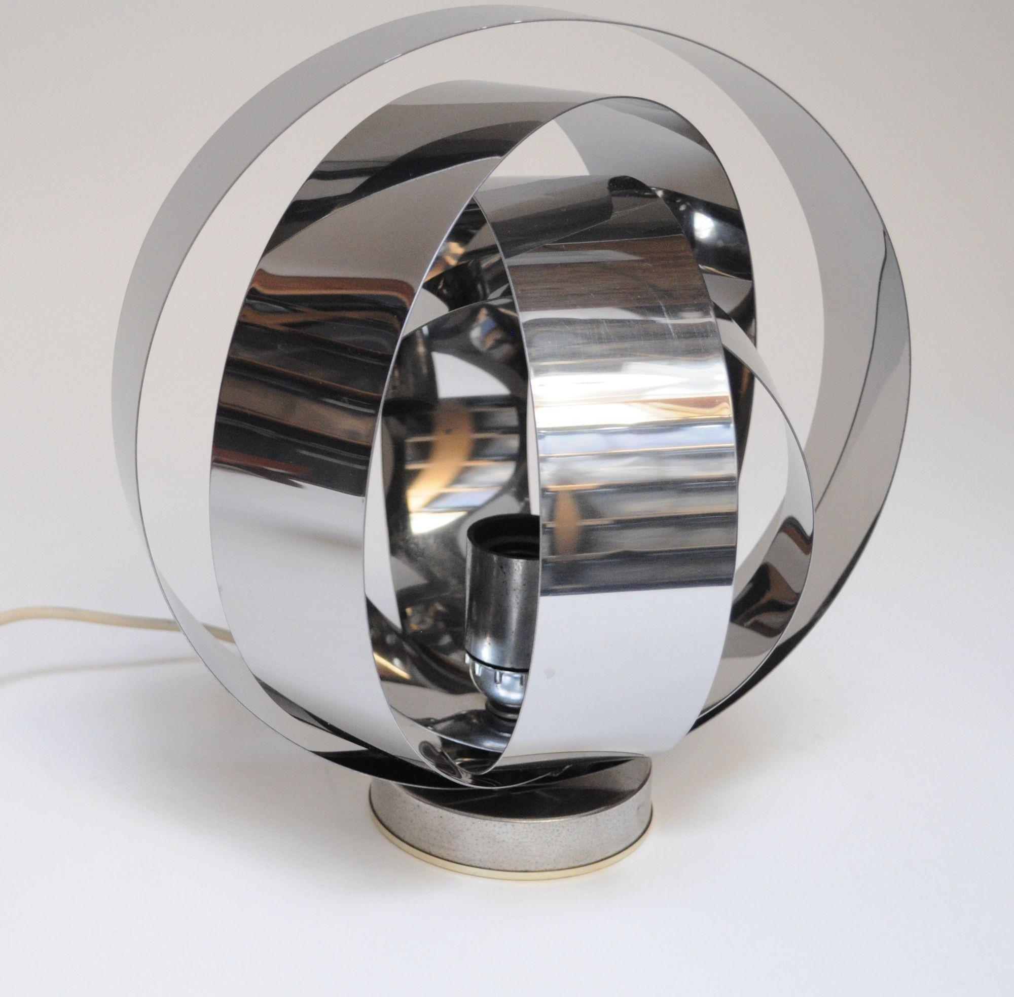 Vintage Italian Chrome Concentric Circle Armillary Table Lamp or Wall Sconce For Sale 2