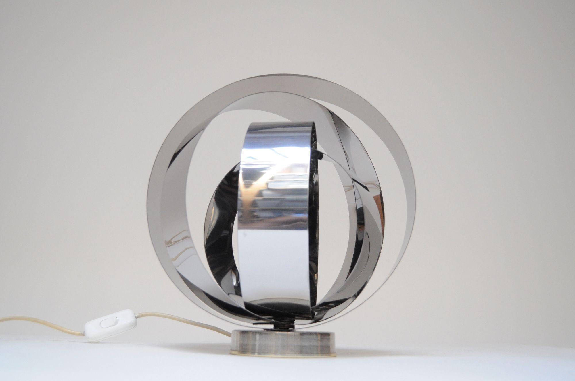 Vintage Italian Chrome Concentric Circle Armillary Table Lamp or Wall Sconce For Sale 3