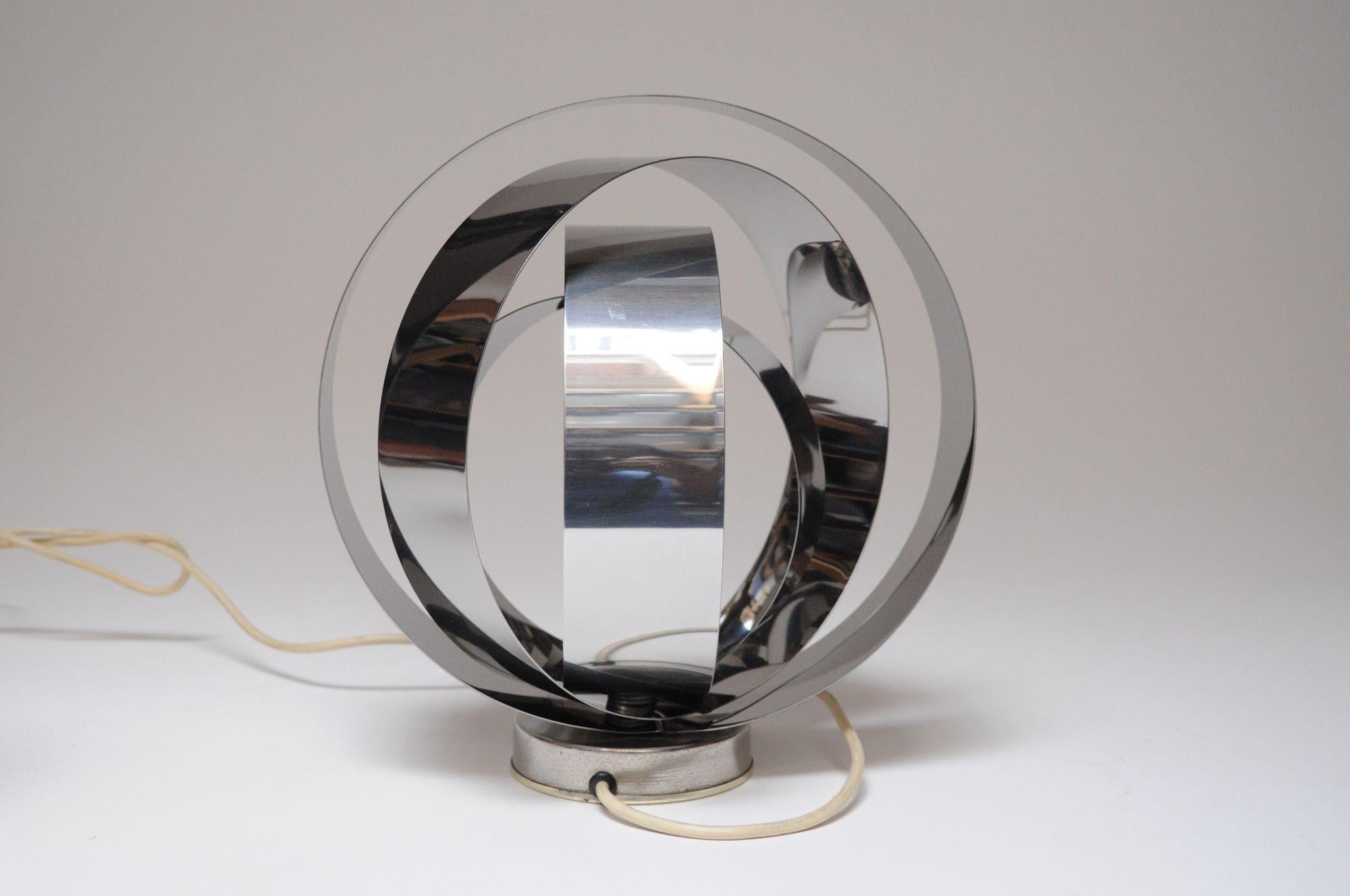 Vintage Italian Chrome Concentric Circle Armillary Table Lamp or Wall Sconce For Sale 14