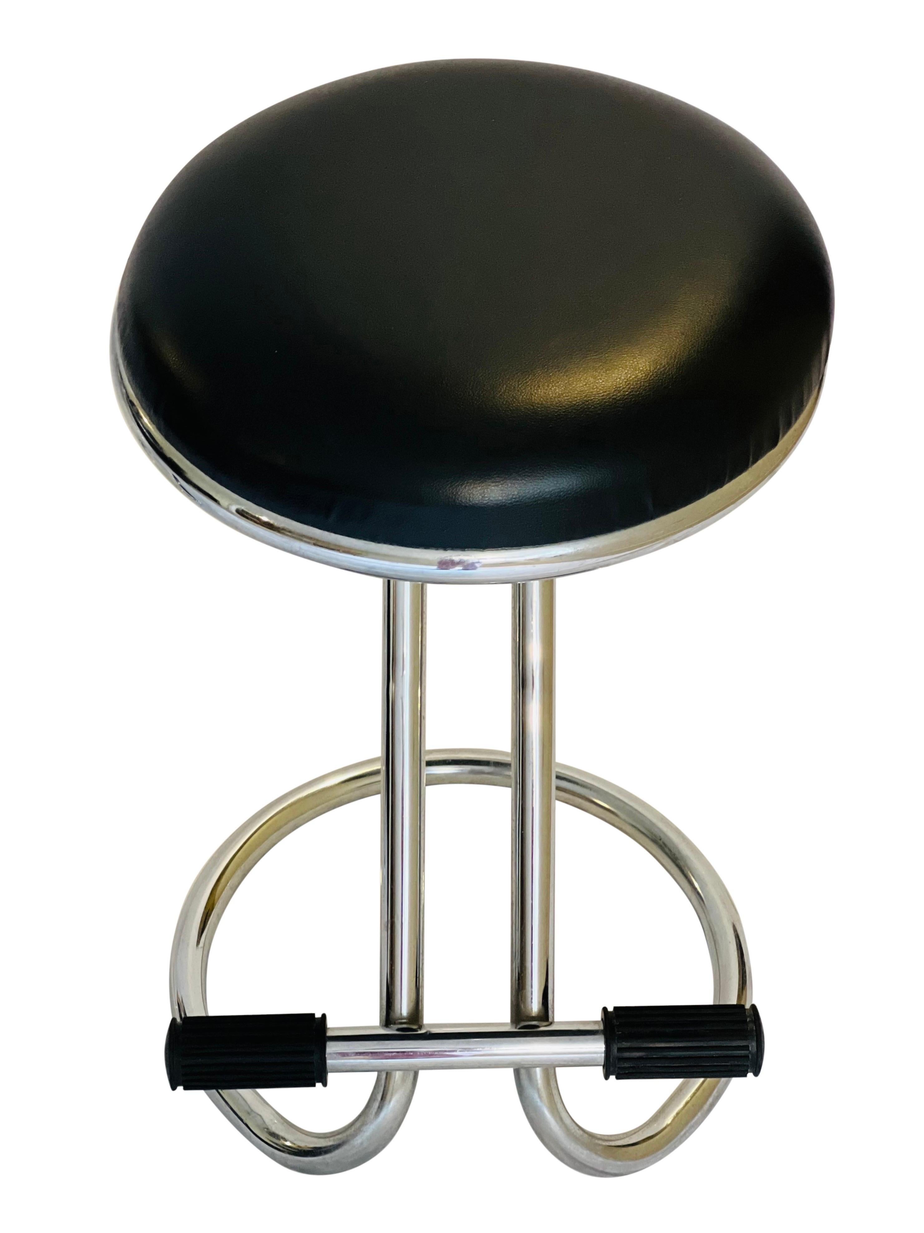 Vintage Italian Chrome Counter Stools by Bieffeplast, a Pair In Good Condition In Doylestown, PA