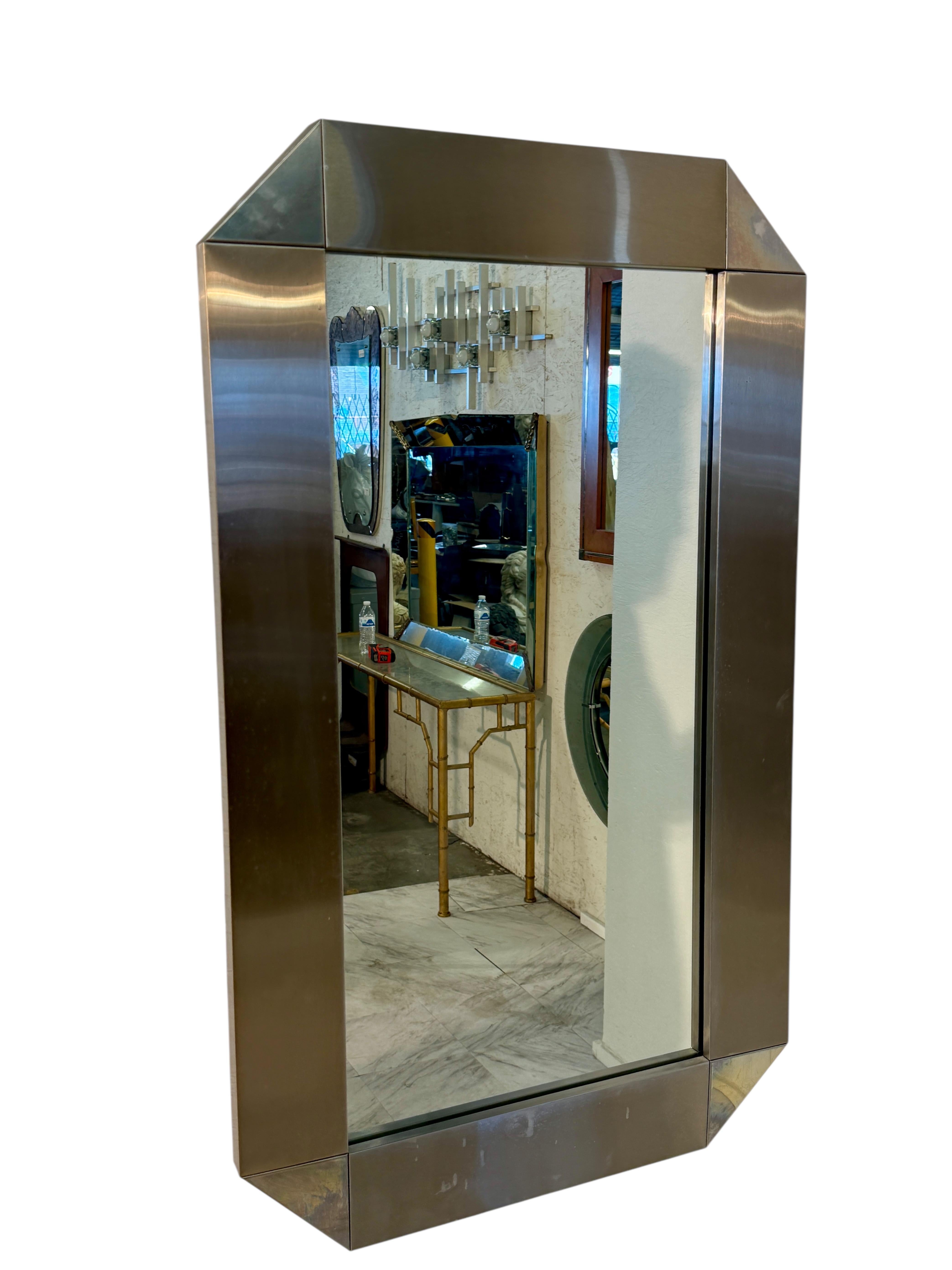 Miroir mural vintage italien encadré de chrome en vente 3
