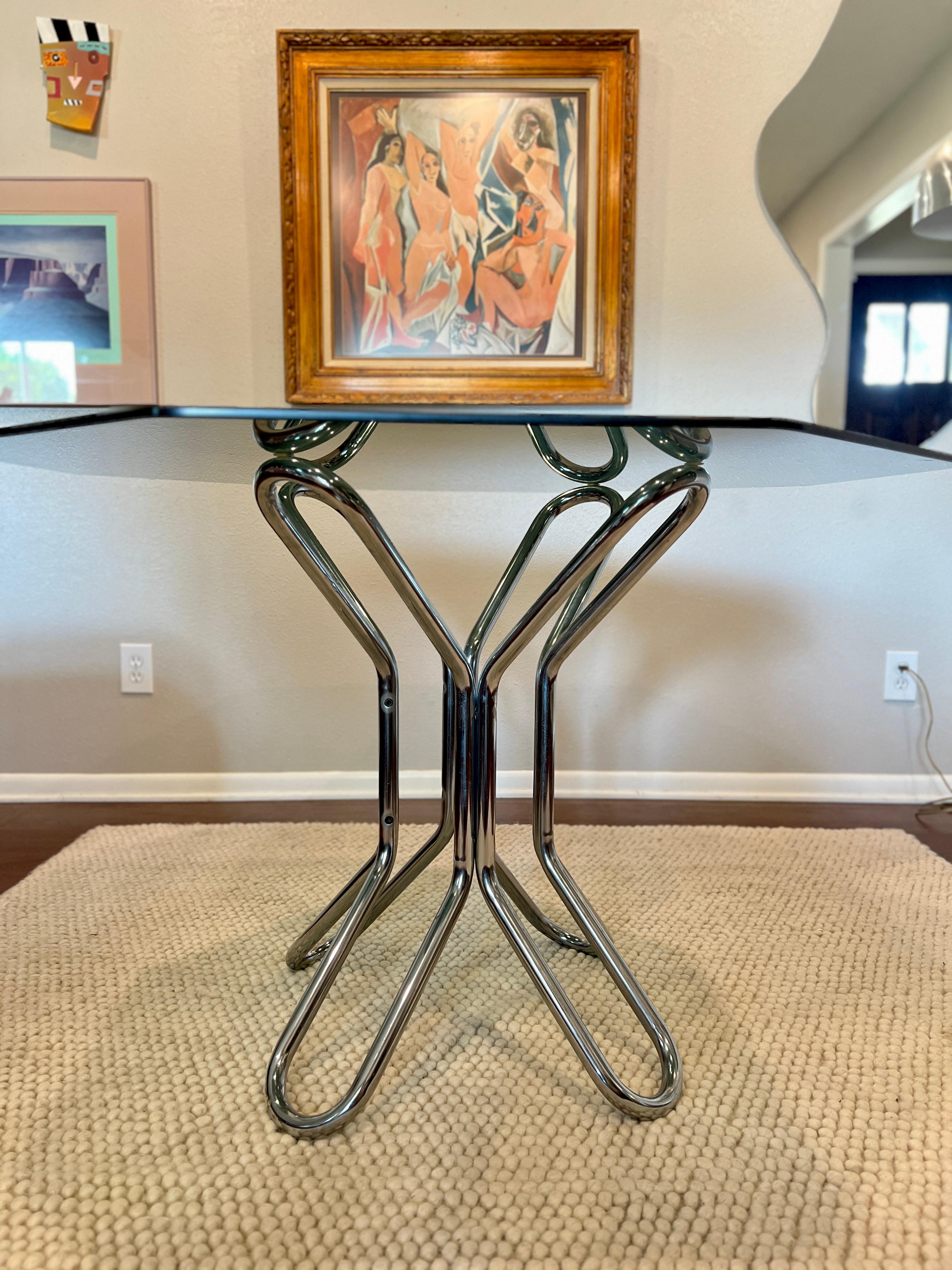 Vintage set of 4 Italian Chrome MCM Dining chairs Style of Gastone Rinaldi 1