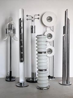 Vintage Italian Chromed Space Age "UfO" Floor Lamp in the Style of Reggiani