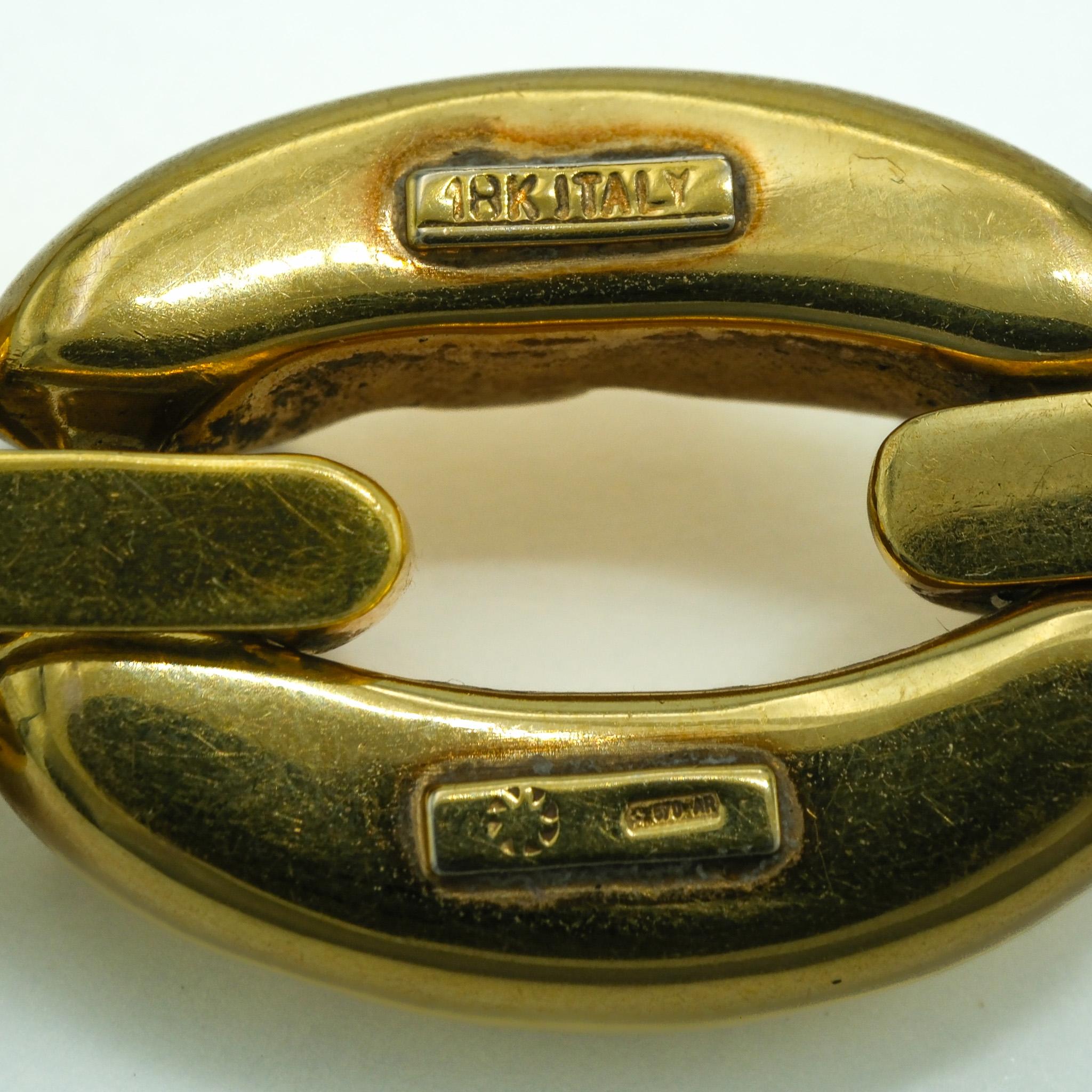 Women's Vintage Italian Chunky 18 Karat Yellow Gold Oval Link Bracelet
