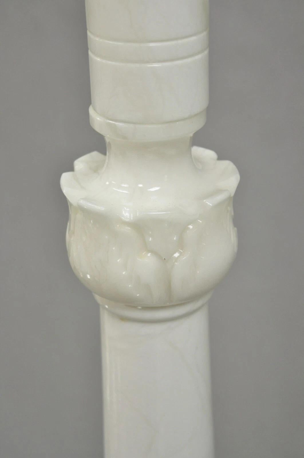 Vintage Italian Classical Carved Solid Marble Column Pole Floor Lamp For Sale 4