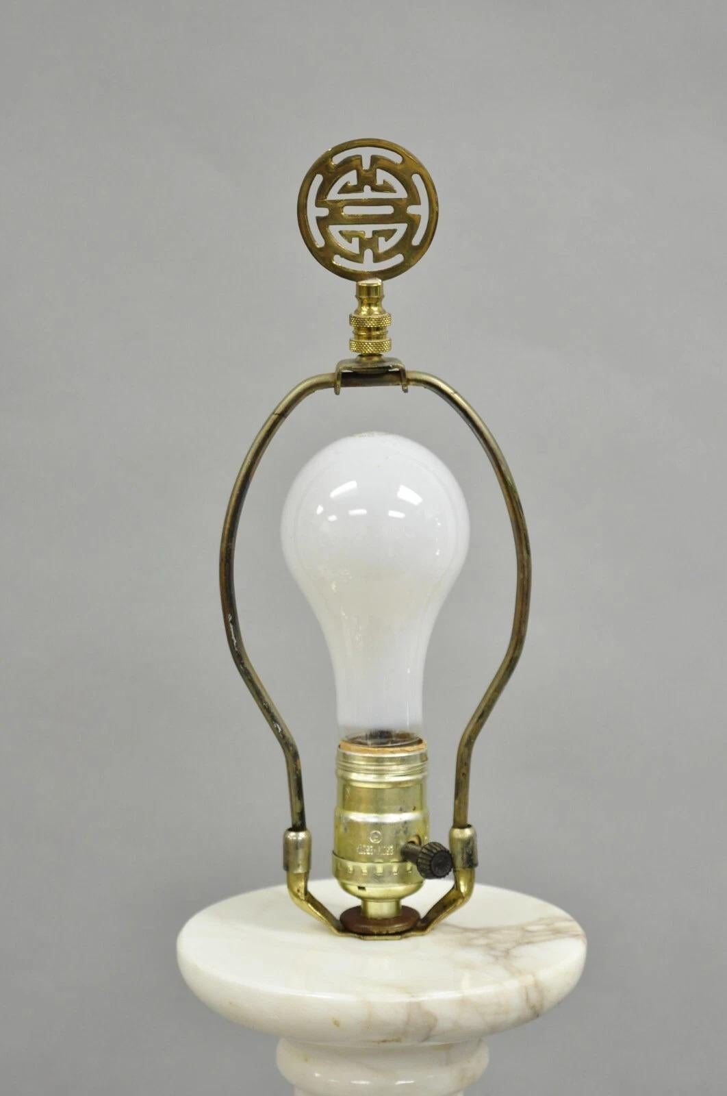 Other Vintage Italian Classical Carved Solid Marble Column Pole Floor Lamp For Sale