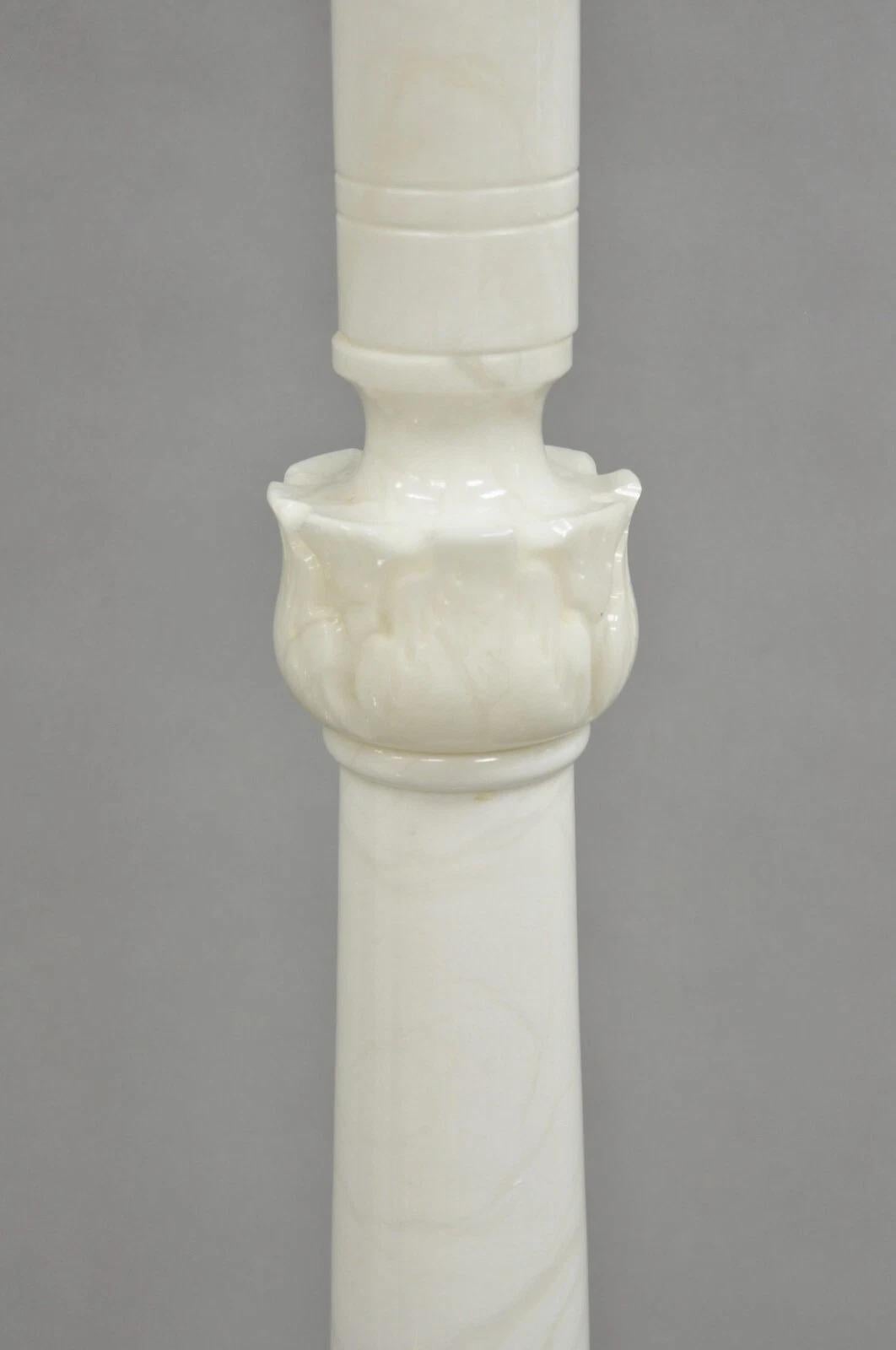 Unknown Vintage Italian Classical Carved Solid Marble Column Pole Floor Lamp For Sale