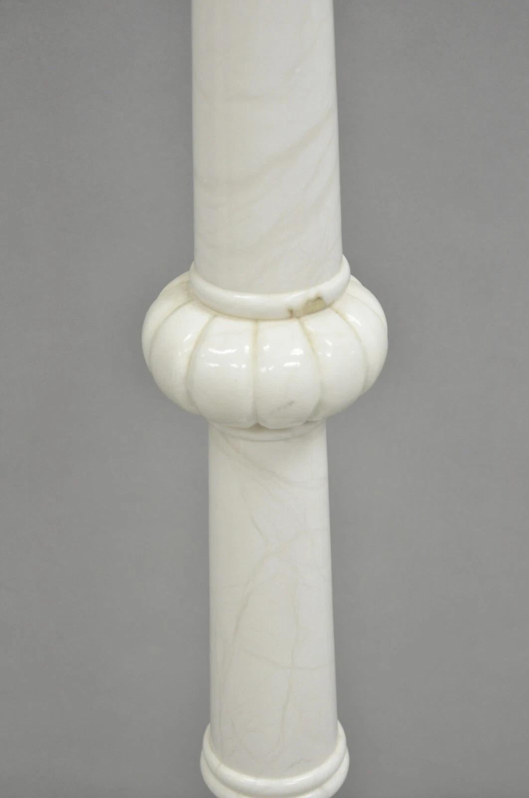 20th Century Vintage Italian Classical Carved Solid Marble Column Pole Floor Lamp For Sale