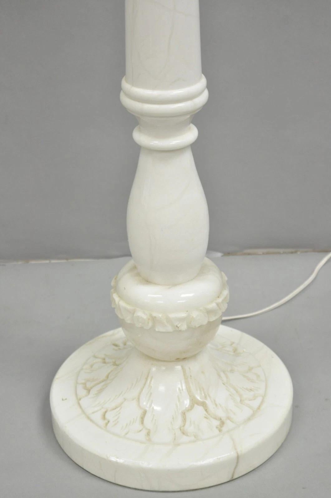 Vintage Italian Classical Carved Solid Marble Column Pole Floor Lamp For Sale 1