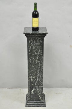Vintage Italian Classical Style Dark Green Marble Square Column Pedestal Stand