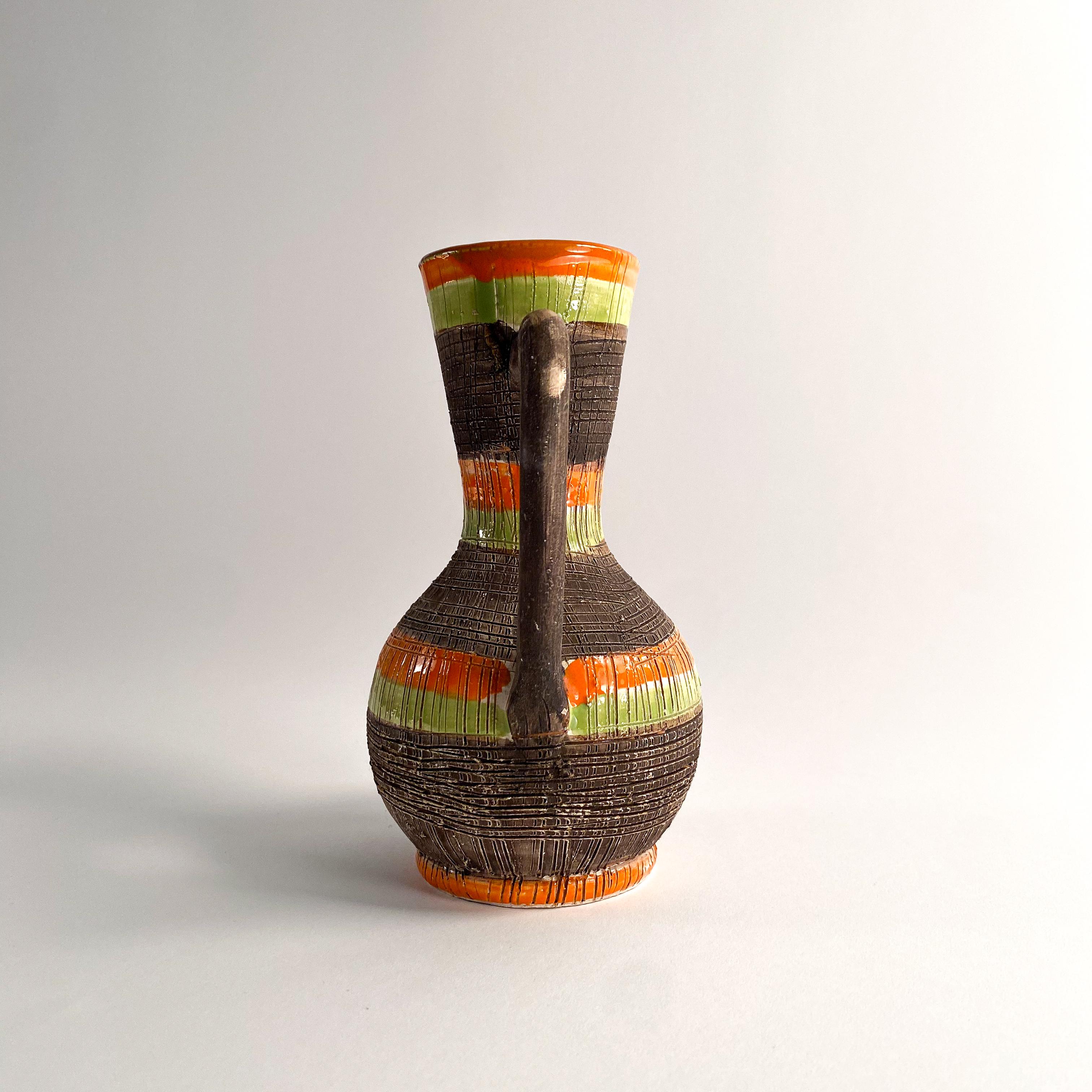 Mid-Century Modern Vintage Italian Clay Pitcher Vase