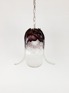 Vintage Italian Clear and Burgundy Murano Chandelier, 1970s