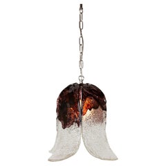 Vintage Italian Clear and Burgundy Murano Chandelier, 1970s