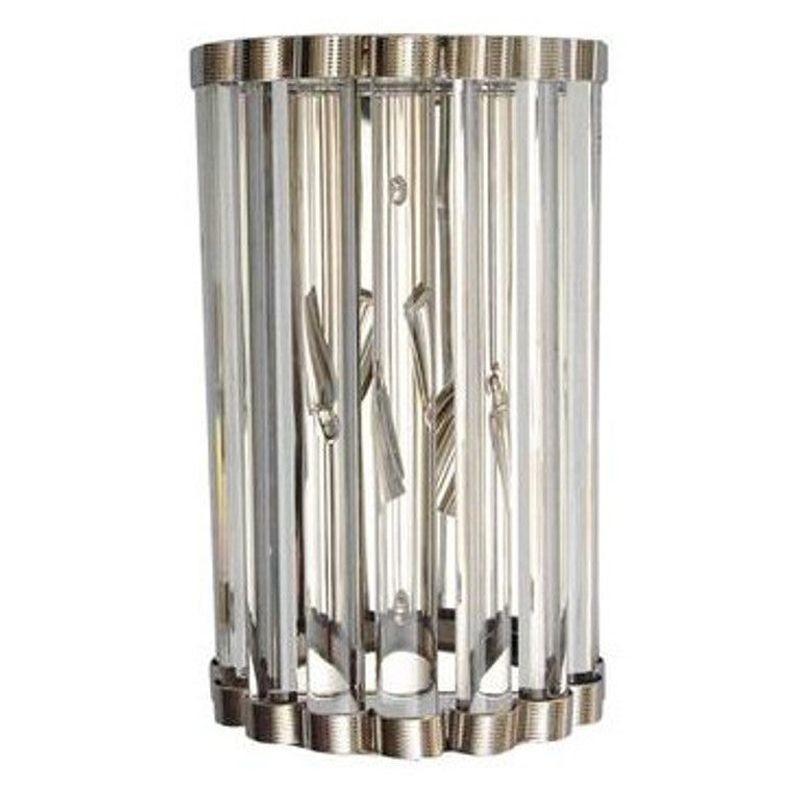 Italian wall light shown in clear crystal bars, mounted on polished nickel frame. Made in Italy (21st century).
Dimensions:
14