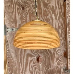 Vintage Italian Coastal Pencil Reed Chandelier