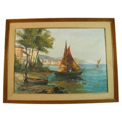Italienische Coastal-Szene im Vintage-Stil  Ölgemälde