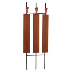 Retro Italian Coat Rack with Three Hand-Painted Hangers