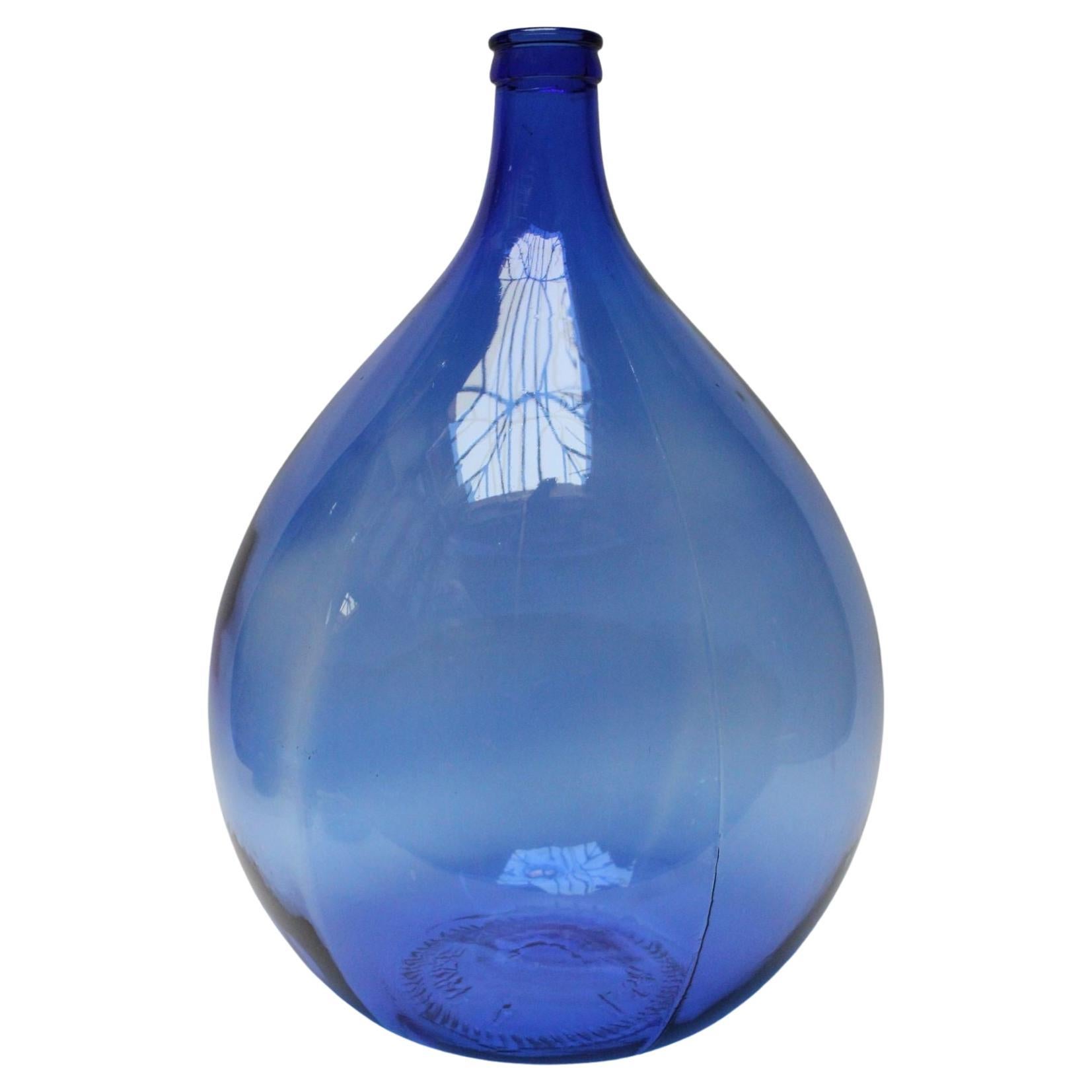 Vintage Italian Cobalt Blue Glass Demijohn / Carboy