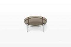 Vintage Italian coffee table in chrome and smoked glass
