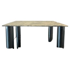 Vintage Italian Coffee Table in Steel and Cararra Marble