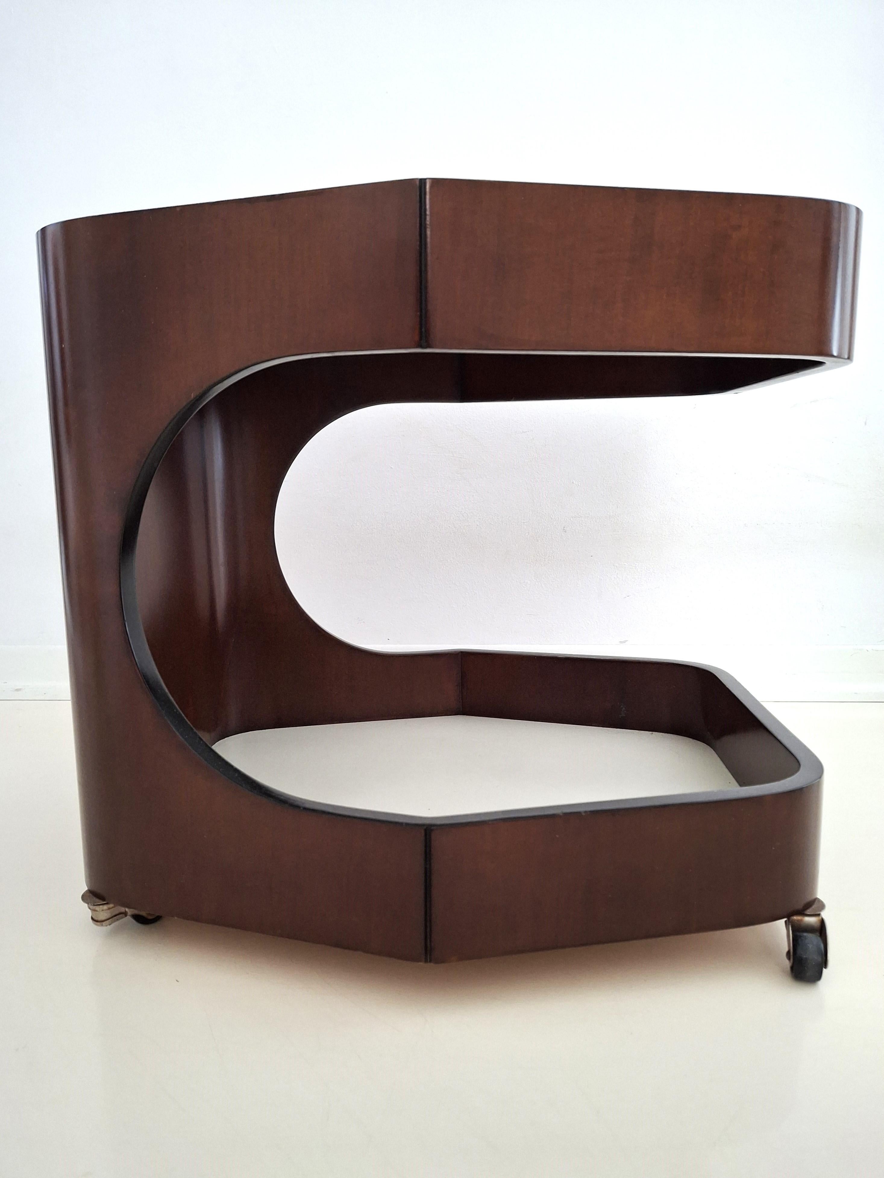 Vintage Italian Coffee Table on Casters, 1970s Design For Sale 5