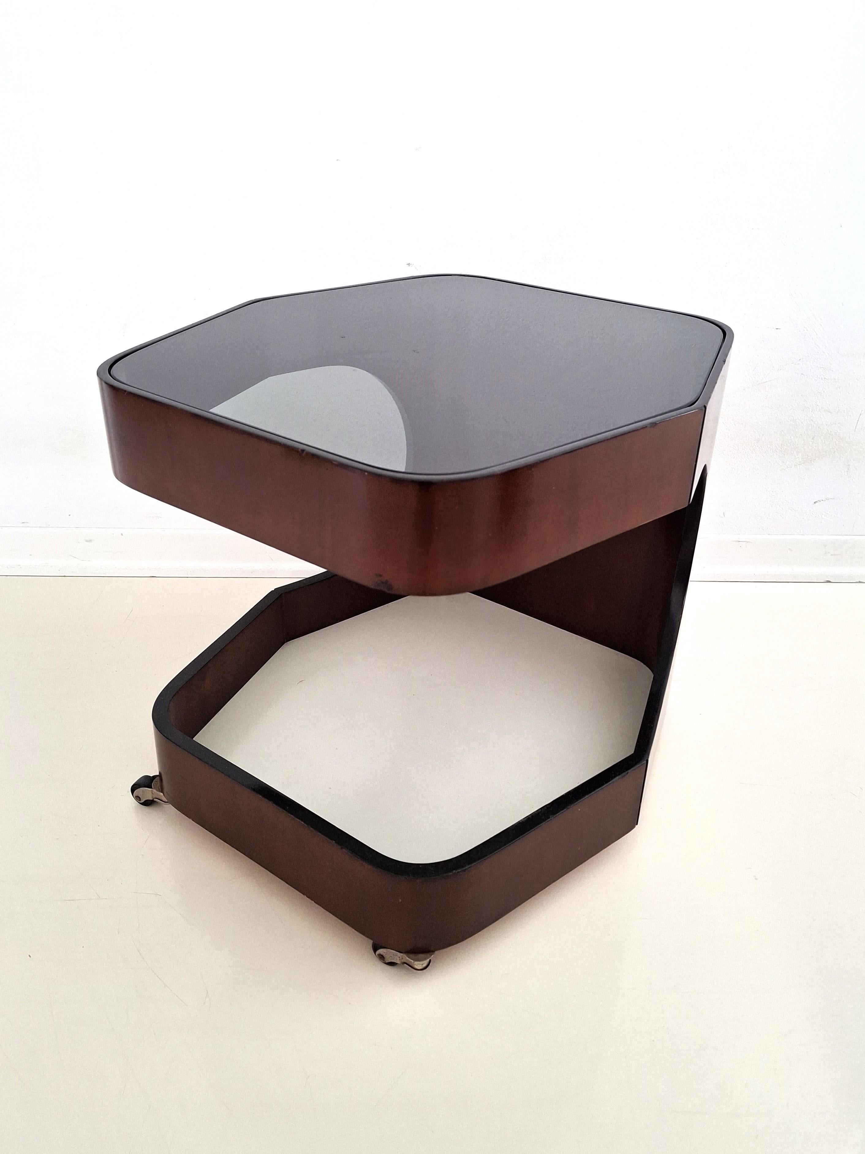 Vintage Italian Coffee Table on Casters, 1970s Design For Sale 6