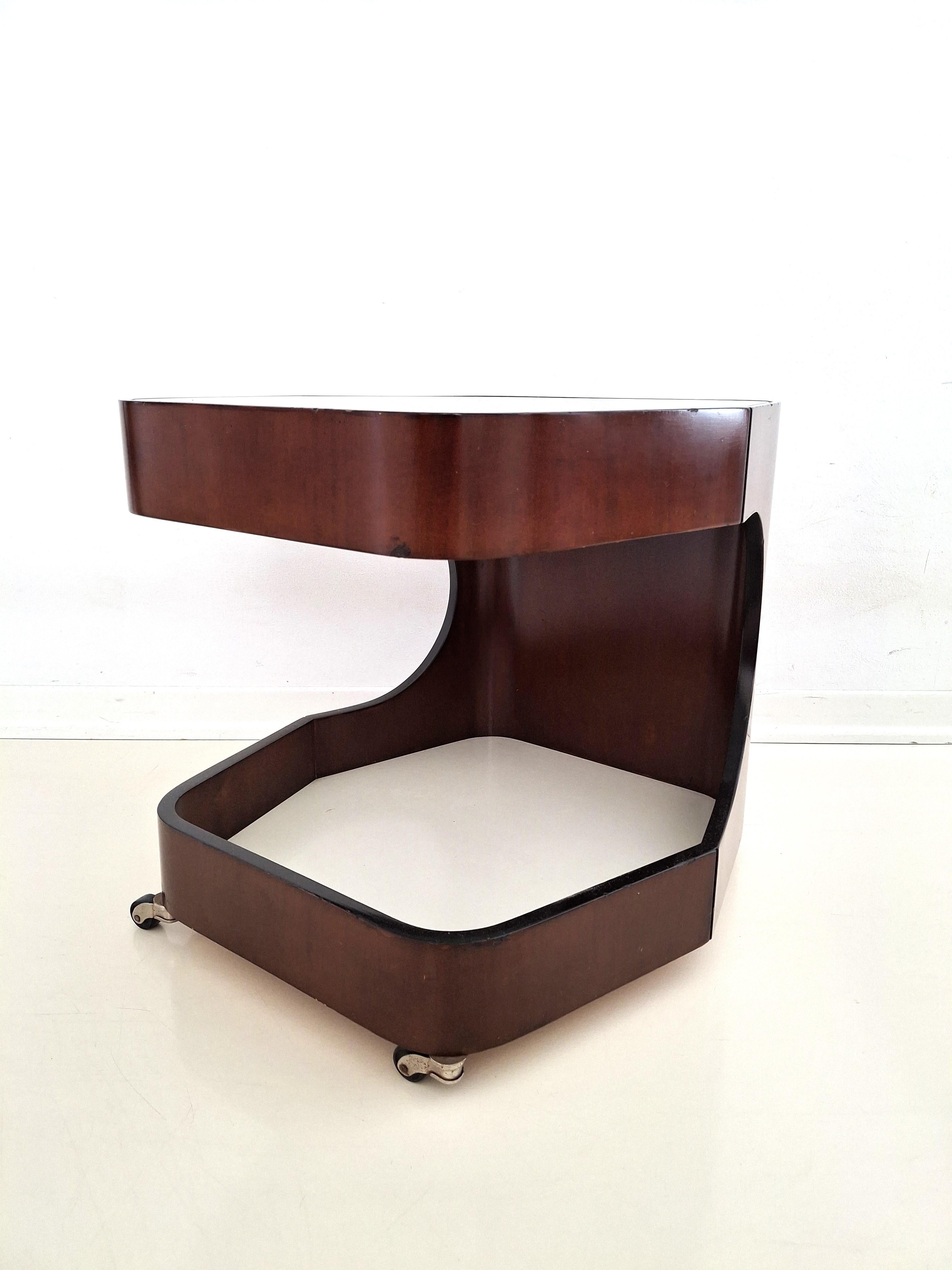 Vintage Italian Coffee Table on Casters, 1970s Design For Sale 7