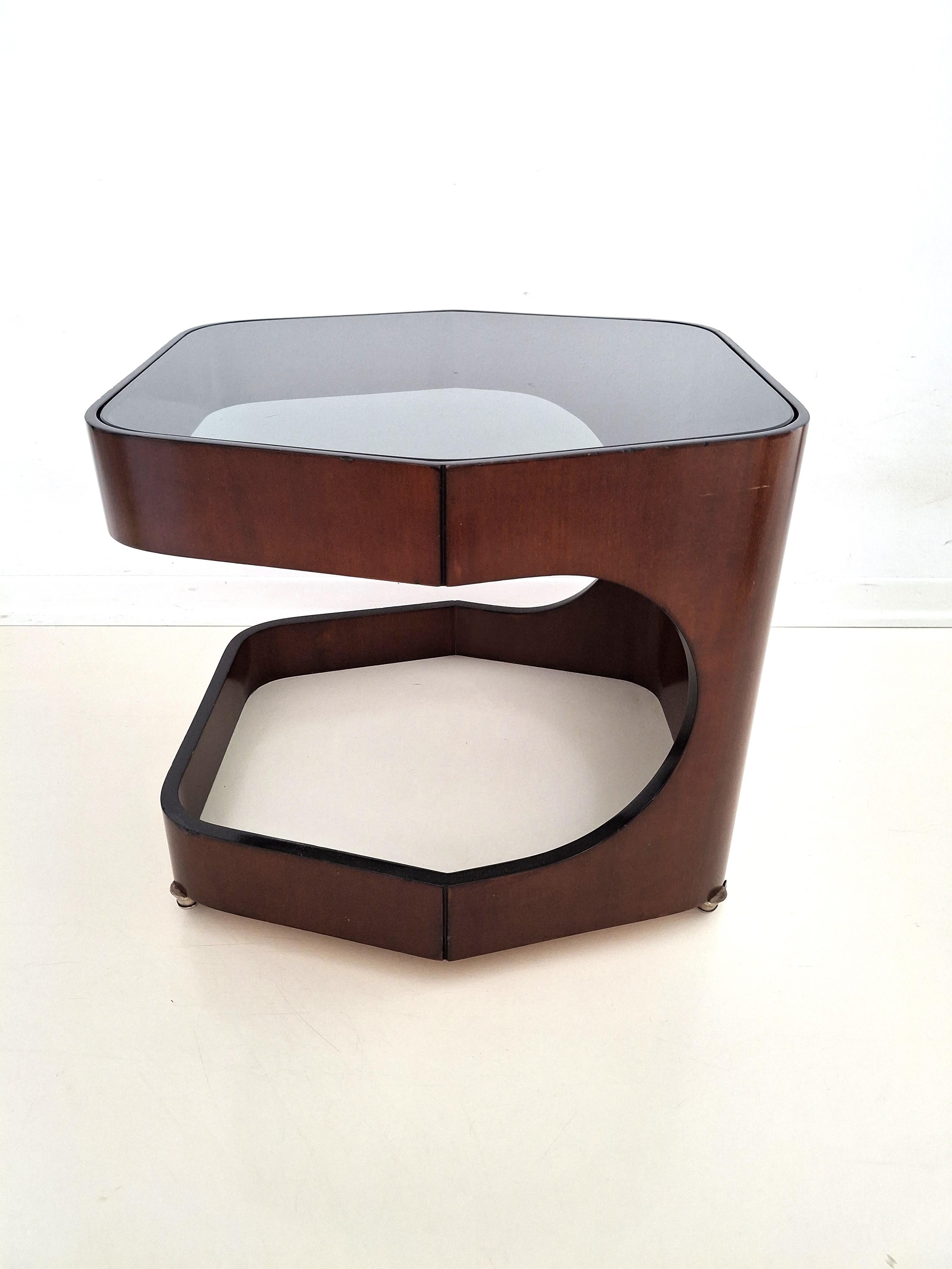 Vintage Italian Coffee Table on Casters, 1970s Design For Sale 8