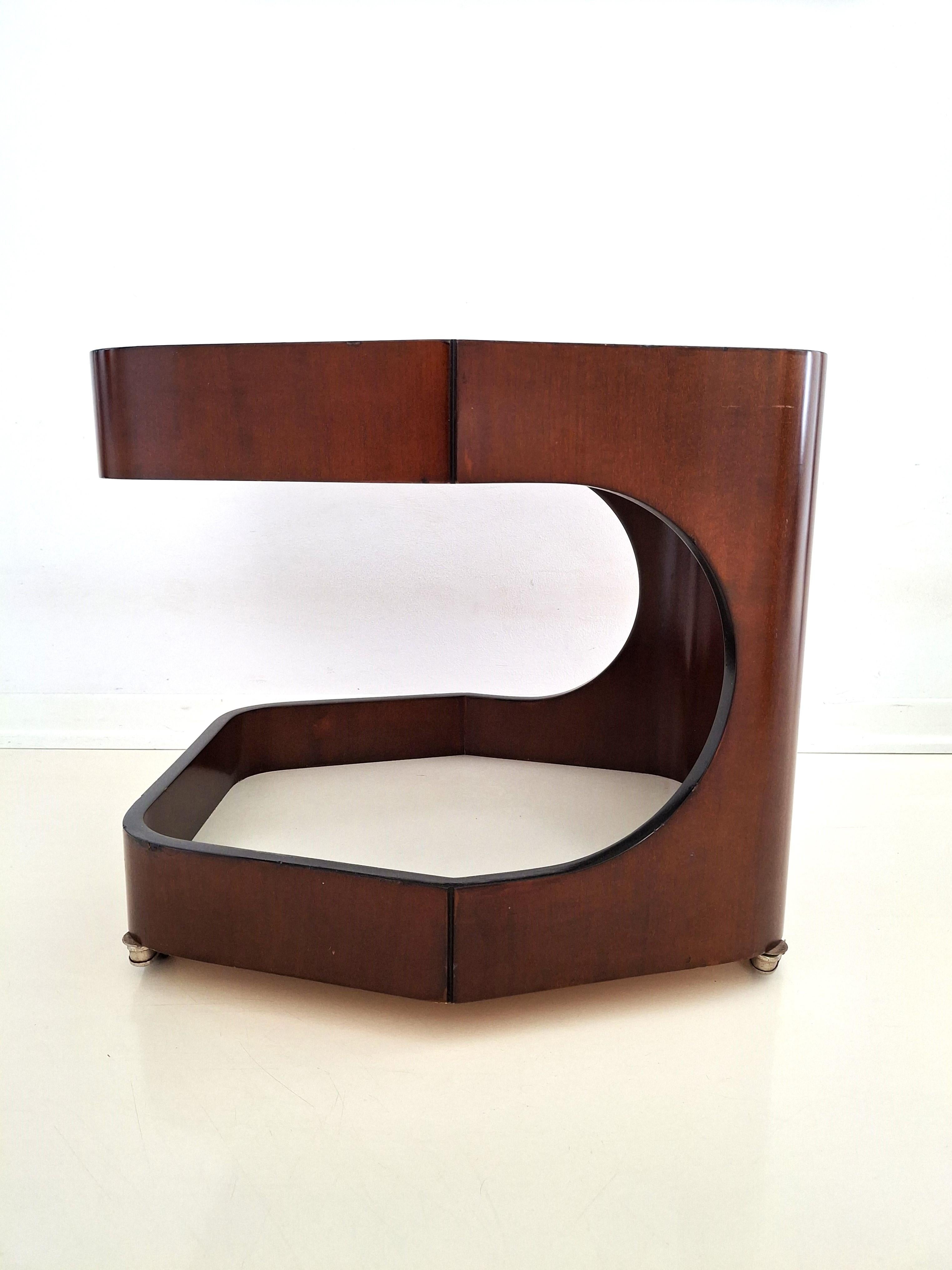 Vintage Italian Coffee Table on Casters, 1970s Design For Sale 9