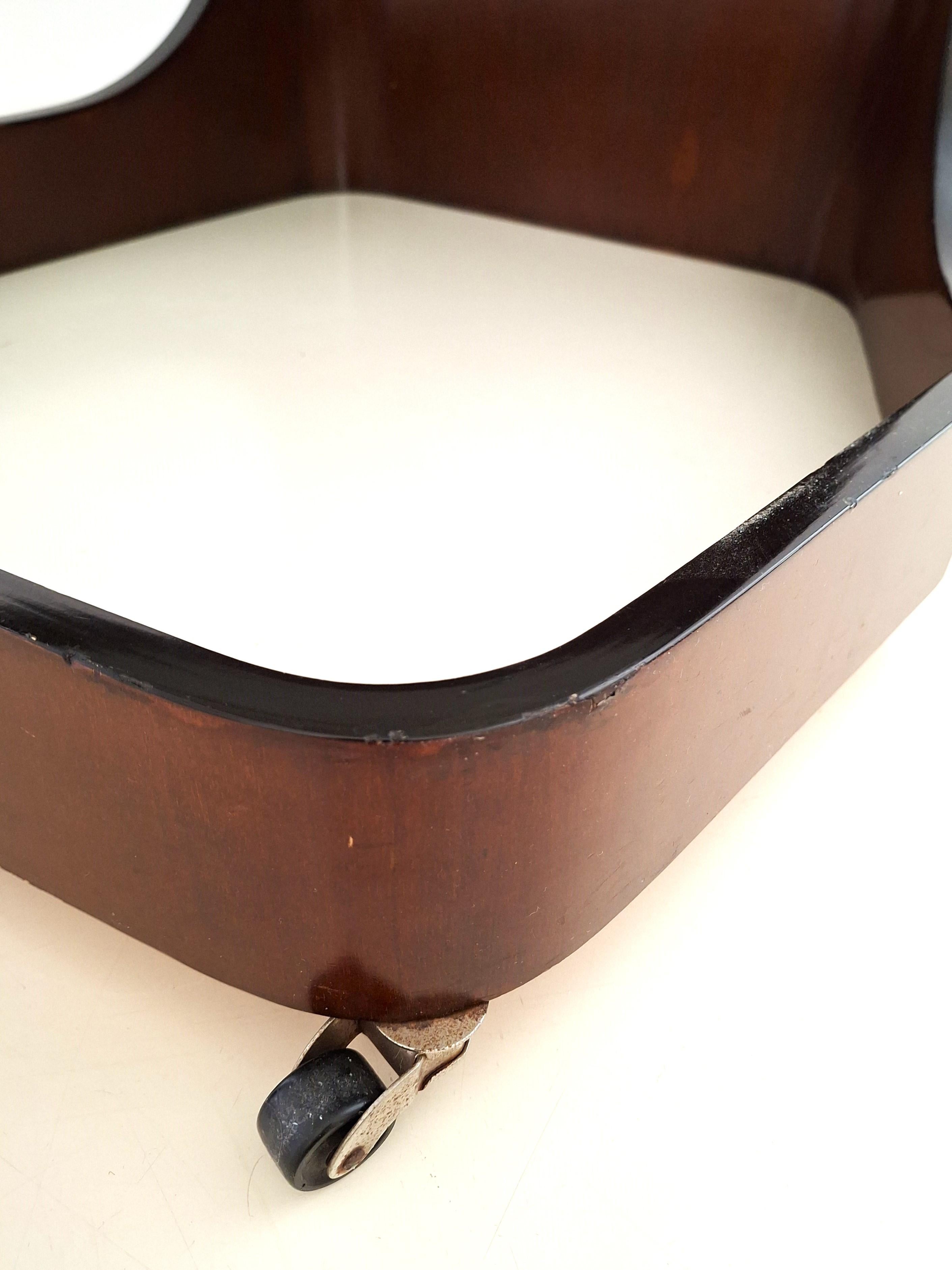 Mid-Century Modern Vintage Italian Coffee Table on Casters, 1970s Design For Sale